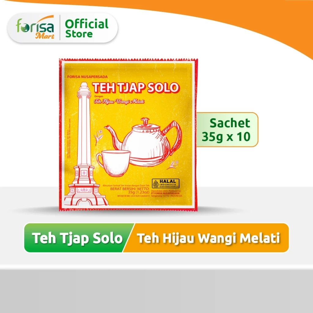 Teh Tjap Solo minuman serbuk instan sachet 35gr isi 10 pcs dengan daun teh melati asli