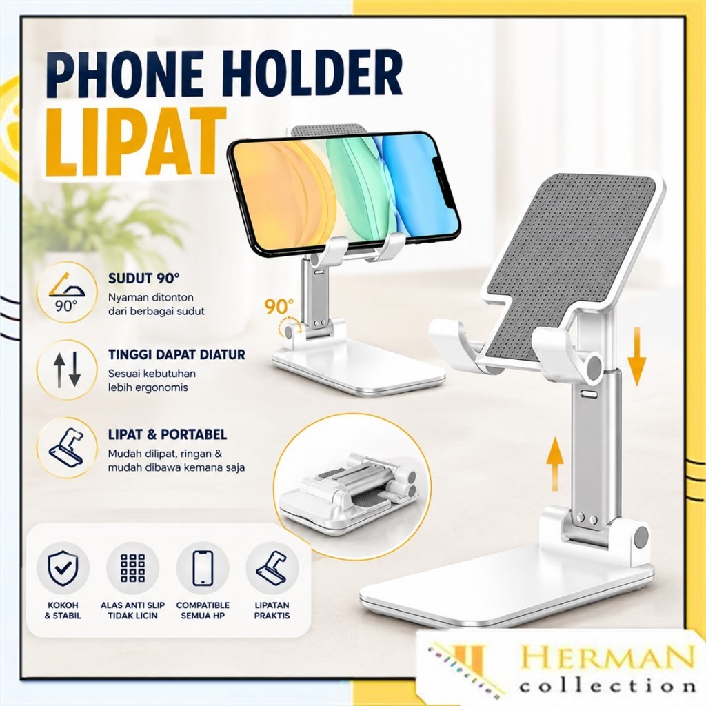 HC Stand Holder Lipat Foldable Phone Holder HP Folding Universal Dudukan Handphone 90 Derajat