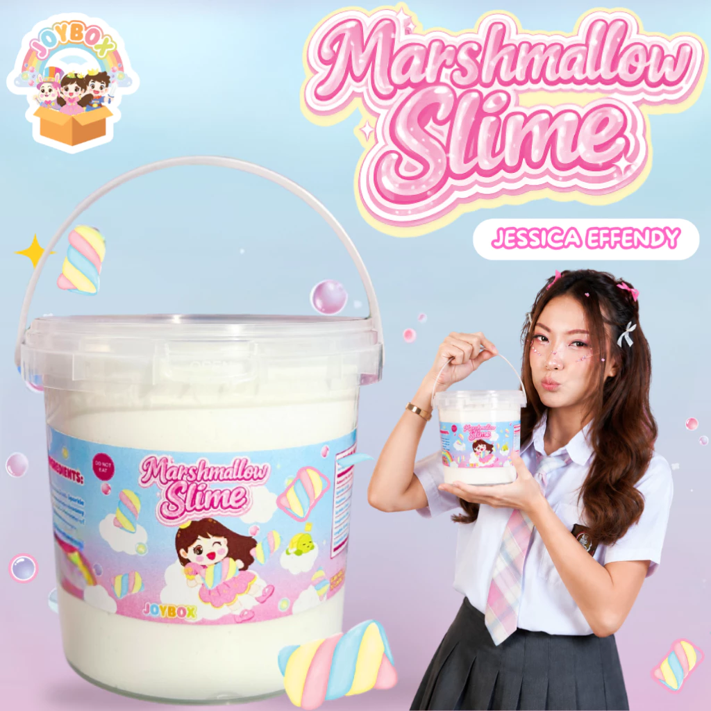 MARSHMALLOW SLIME 1 & 2 LITER JOYBOX | Slime Jessica Fluffy Anti Lengket Viral Mainan Anak