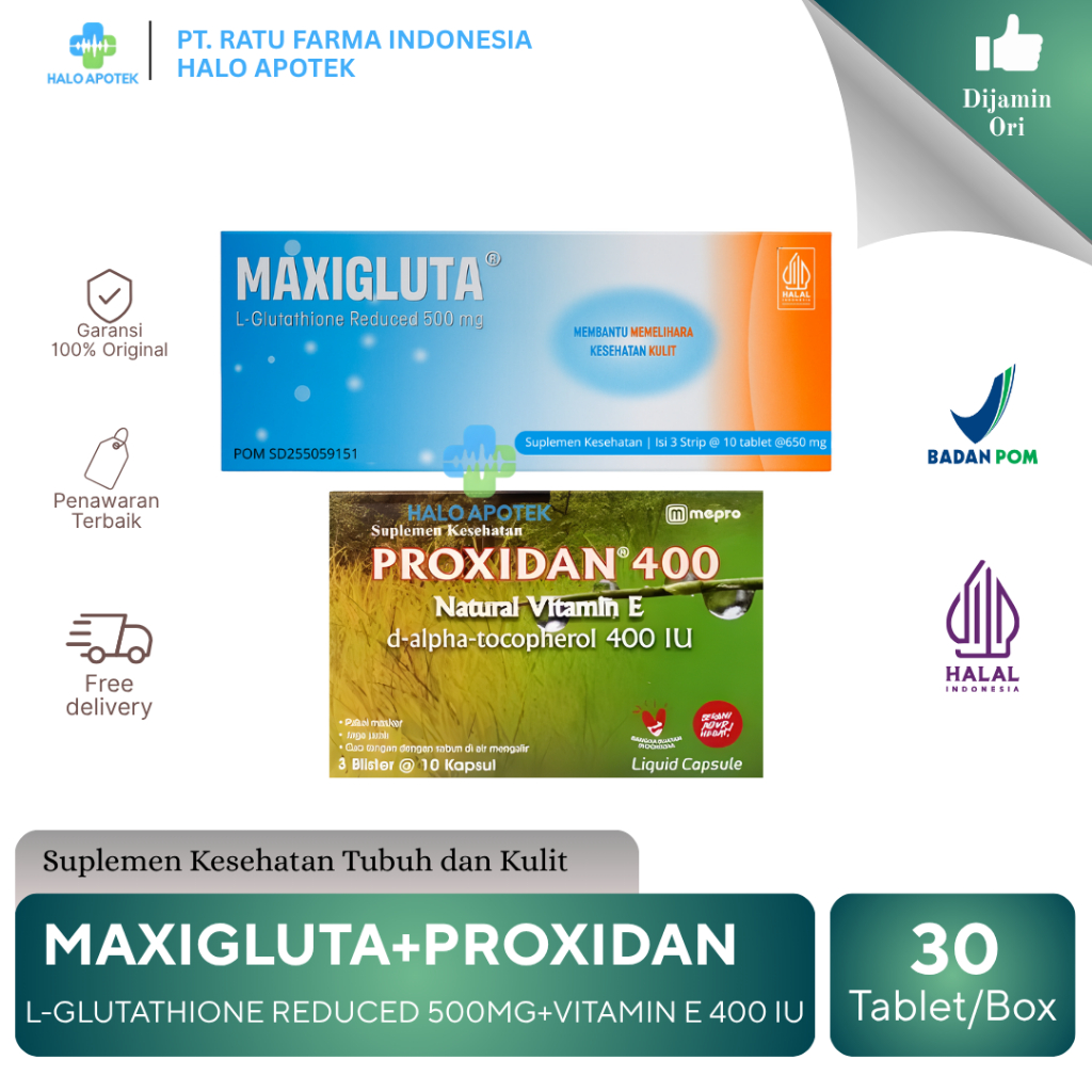 Jual GLUSELA Box 30 Kaplet - L-Glutathione, Vitamin C, ALA dan Selenium