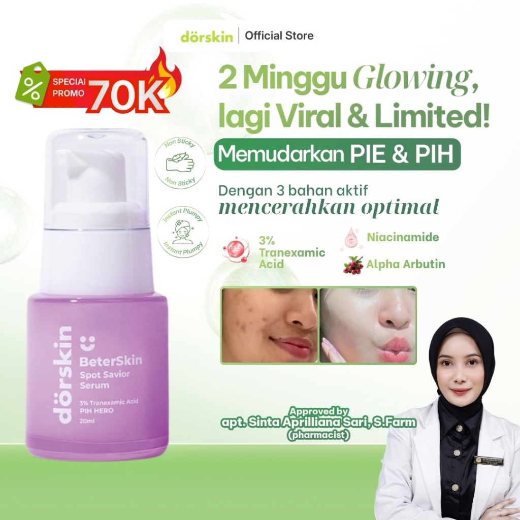 Dorskin BeterSkin Spot Savior Serum - Serum Dark Spot Bekas Jerawat Obat PIE PIH Niacinamide 5x Brightening Power