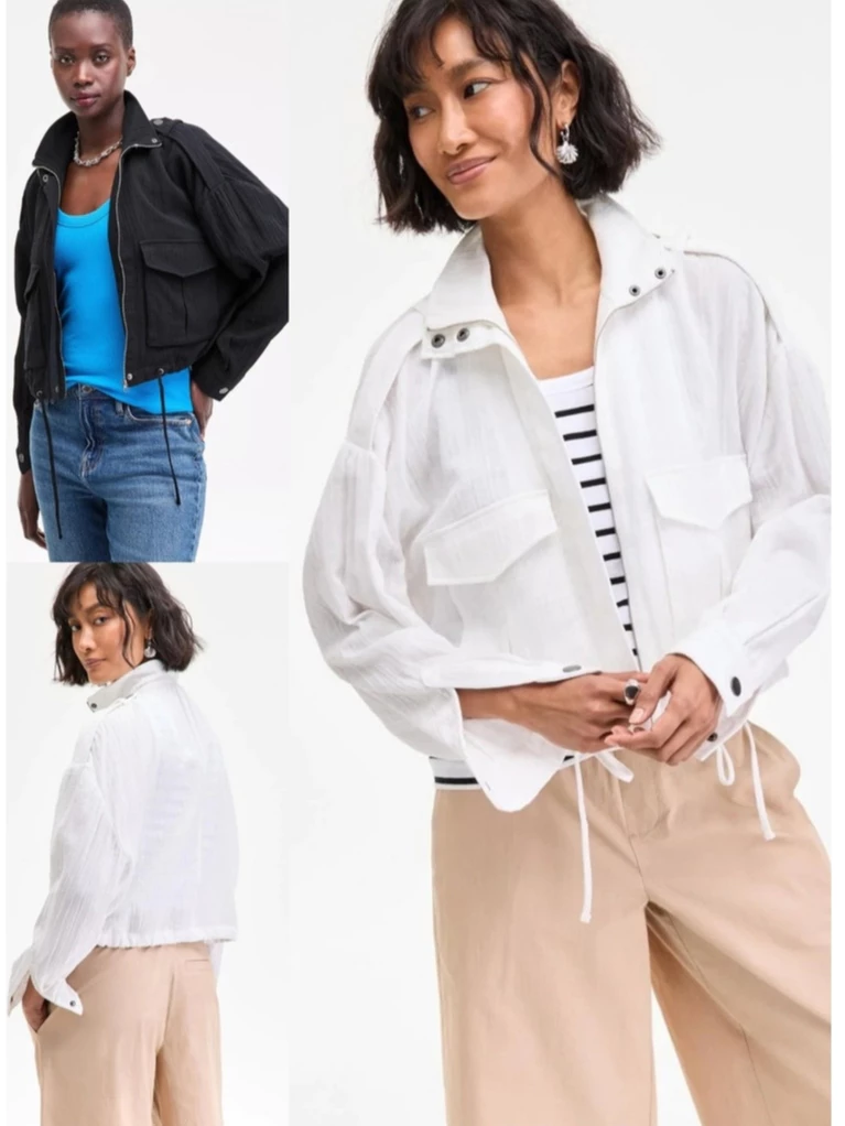 Jaket Wanita Bahan Katun Gauze ONT Cropped Jacket - 3151