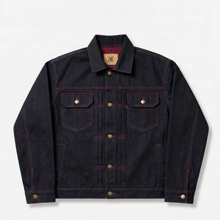 RK002 Jaket Denim BOXY Raw Denim 14oz WEFT MERAH Premium