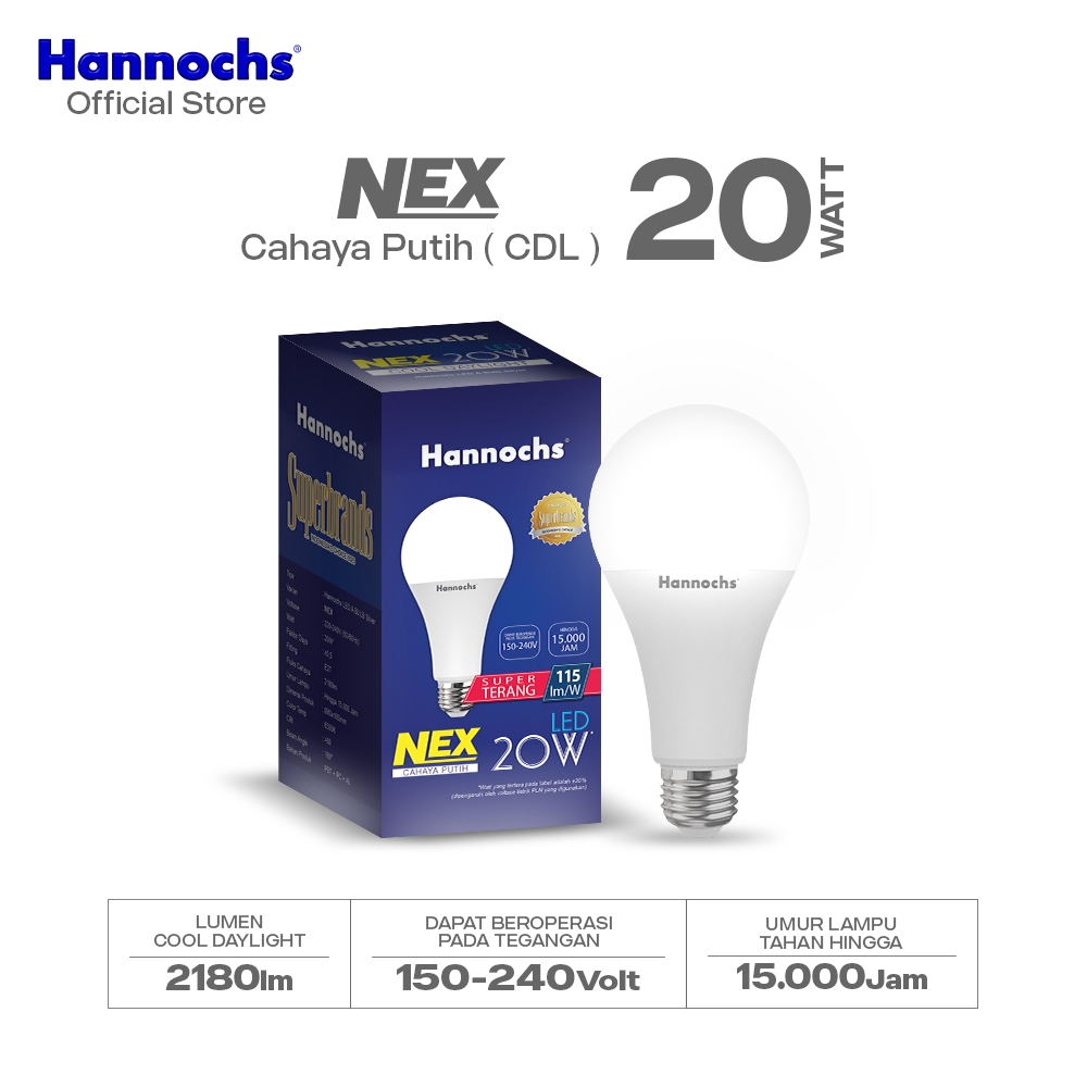 Hannochs Lampu Bohlam LED NEX 20W Cahaya Putih