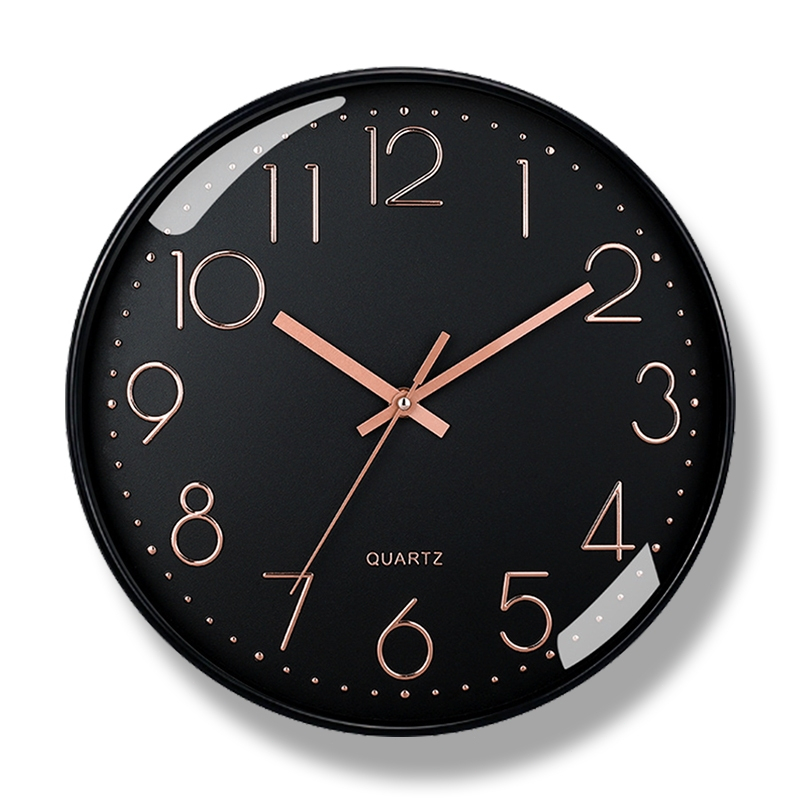 Jam Dinding Quartz Modern Desain Hitam Rose Gold Jam Hias Dinding Rumah Kualitas Tinggi
