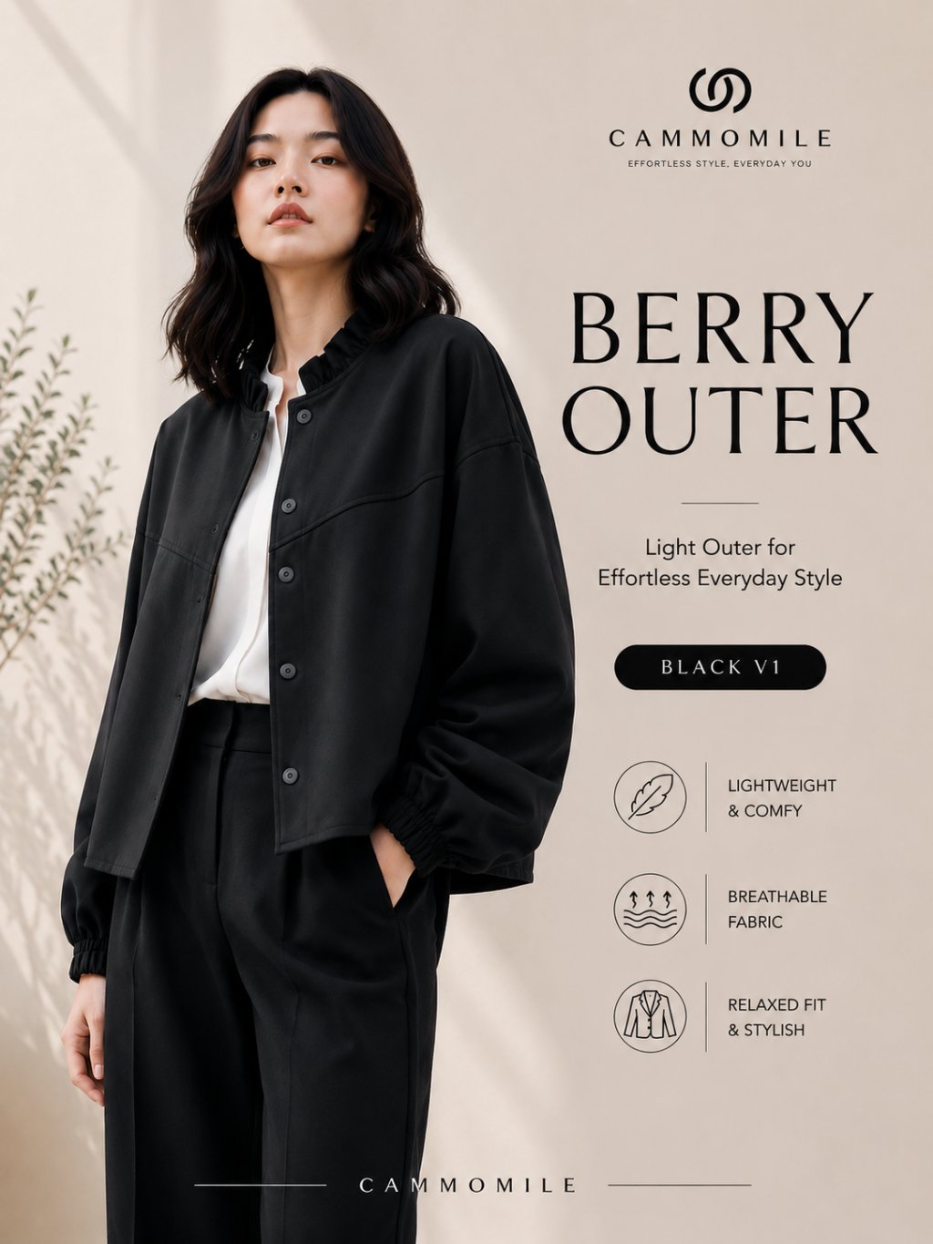 Cammomile New BERRY AF Outer korea style lengan panjang 2307011 atasan wanita kekinian jaket wanita foto 3