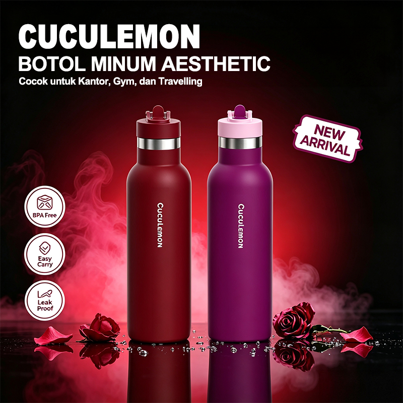 CucuLemon Termos Stainless Steel Tumbler Tahan Panas Dingin Botol Minum 1 Liter Air Bottles