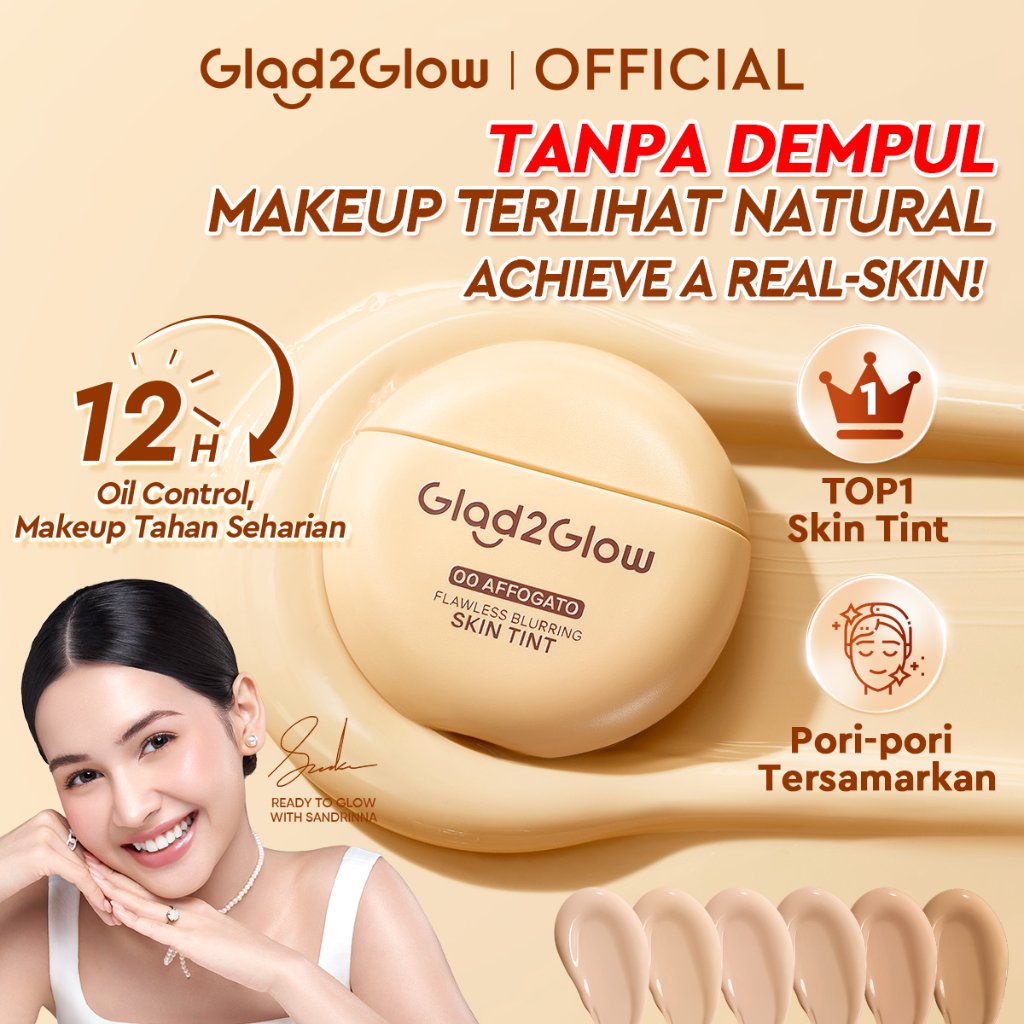 [BELI 3PCS,30.7K/pc]GLAD2GLOW FLAWLESS BLURRING SKIN TINT 15g Concealer Foundation Bedak padat Make up Lightweight Coverage Long-lasting 12-Hour Soft-Focus Flawless Skin oil-control  Bio-Mimetic Film Technology  Care g2glow official store