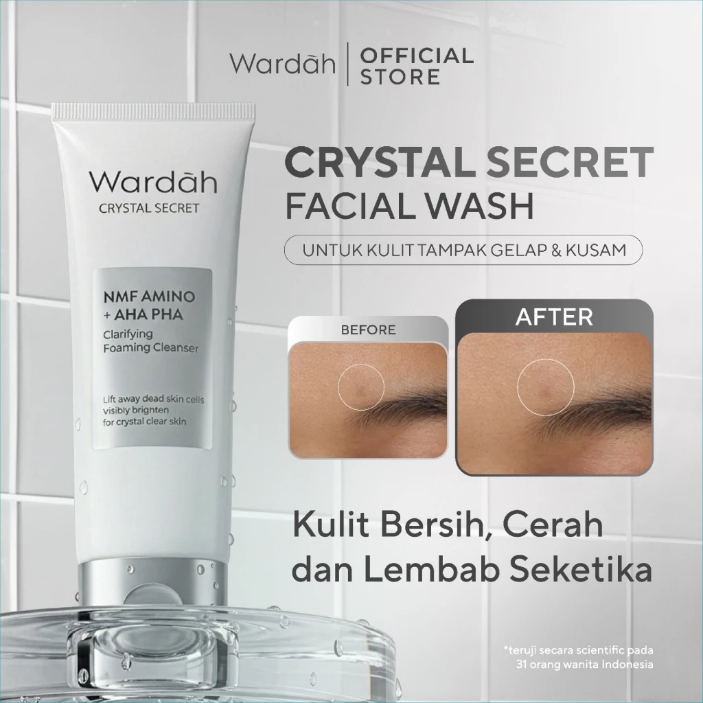 WARDAH Brightening Crystal Secret NMF Amino AHA PHA Clarifying Foaming Cleanser 100 ml - Skincare