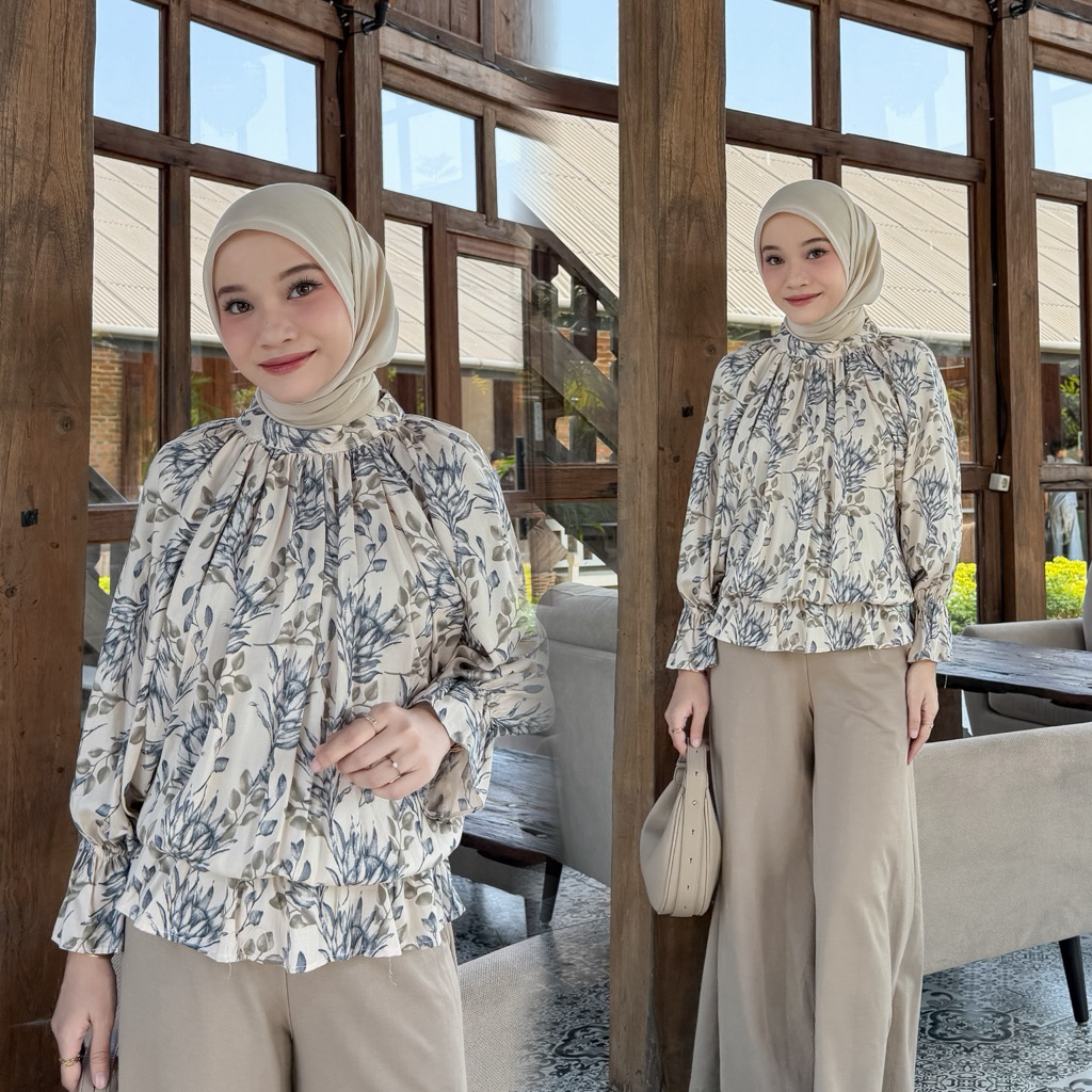 Lovia Blouse Kerut Bunga LD 120 - Blouse Oversized Wanita Tuku Klambi foto 5