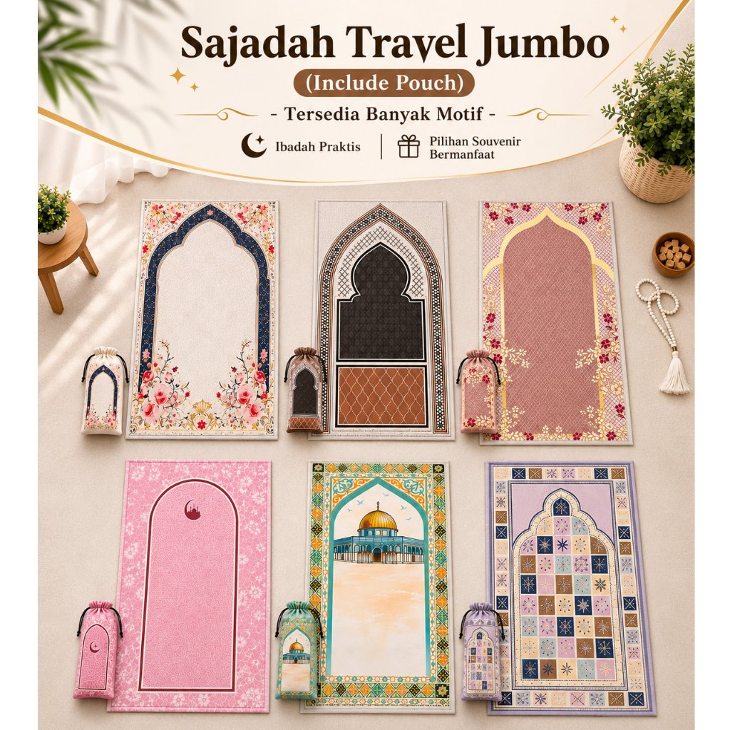 Sajadah Lipat Portable Pouch Ringan & Praktis