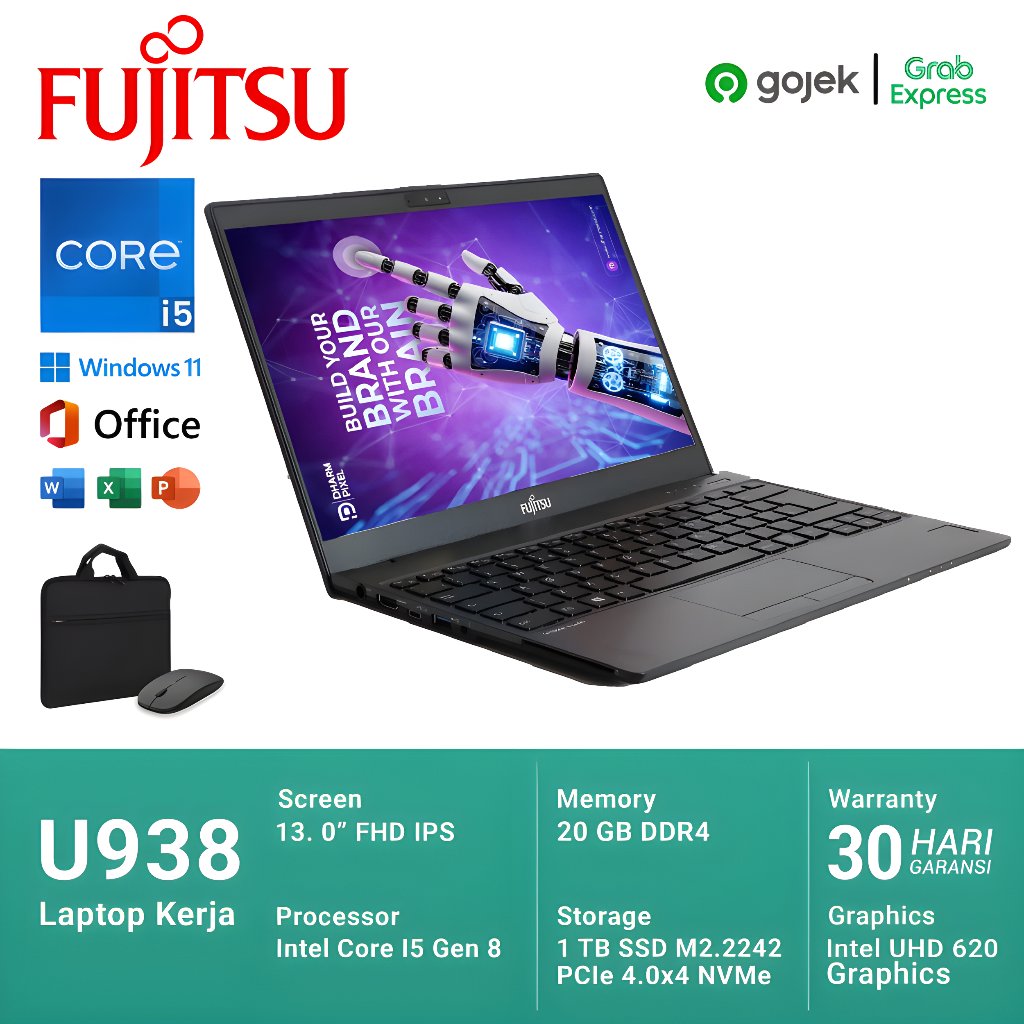 Jual Fujitsu Lifebook U938 Core i5 Gen 8 RAM 12 GB SSD 1 TB NVMe