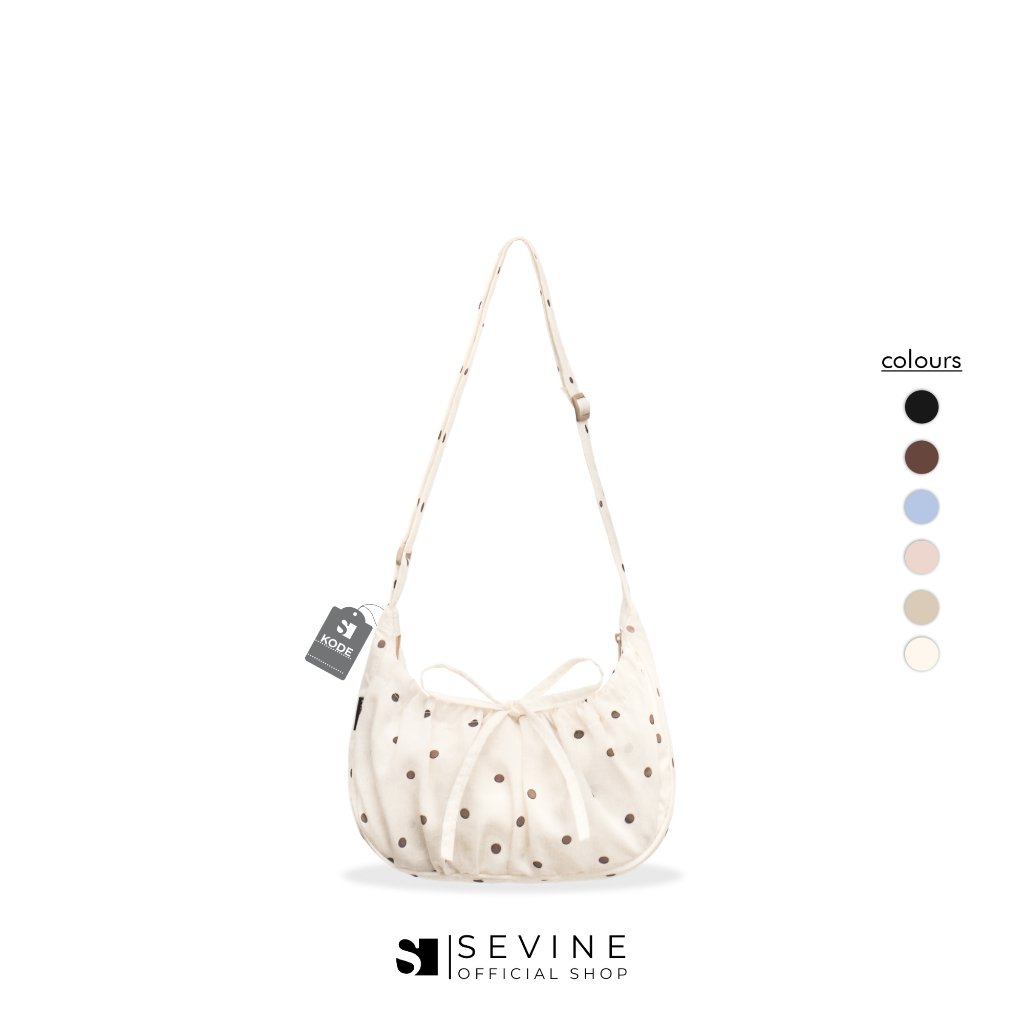 Sevine Kiora Polka Sling Bag Polkadot Tahan Air Tas Selempang Cewek Wanita Slingbag Resleting