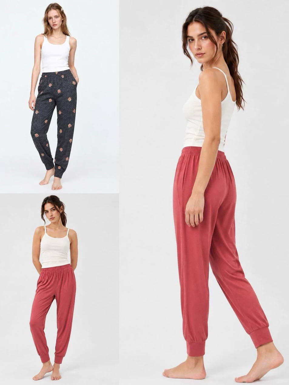 Celana Jogger Pajama Wanita Bahan Katun Jersey OLN High-Waisted Sunday Sleep Ultra-Soft Jogger Pajama Pants - 3326