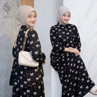 Dara One Set Blouse Tangan Karet dan  Kulot Rayon Wanita Nyaman Cantik Kekinian Busui Friendly