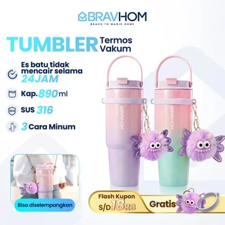BRAVHOM Tumbler Tahan Panas Dingin 24 Jam 890ml Besar Tumbler Stainless Aesthetic SUS316Wanita BT06