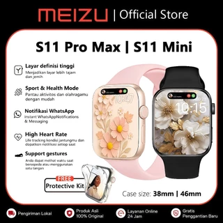 MEIZU Smartwatch S11 Mini & S11 Pro Max Original with 1.72"HD - Custom Wallpaper - Bluetooth Call - Sport Mode & Health Monitoring - Tahan Air IP68 GPS NFC Waterproof Bluetooth Call Smartwatch wanita pria Monitor Monitor Detak Jantung Android IOS