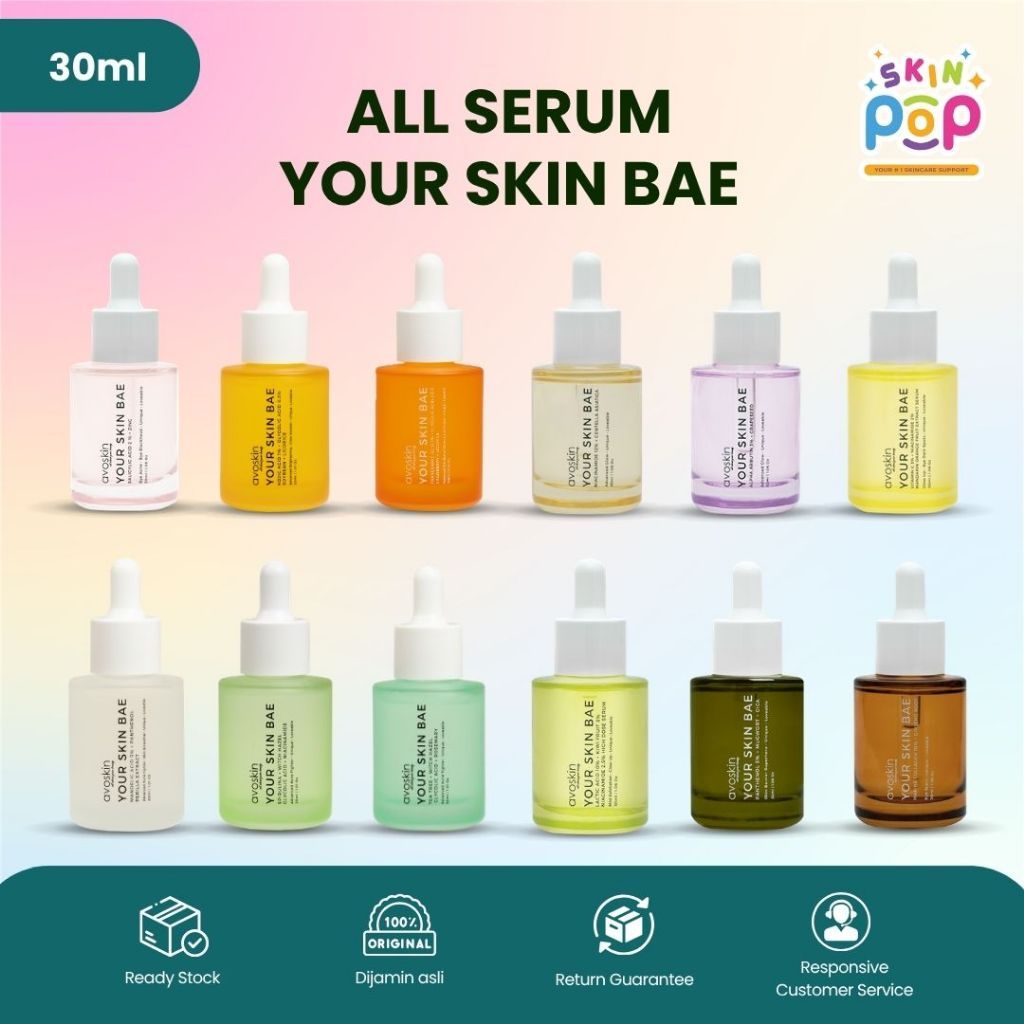 Serum Wajah AVOSKIN Your Skin BAE Semua Varian | Mencerahkan, Menghidrasi, Menyamarkan noda jerawat
