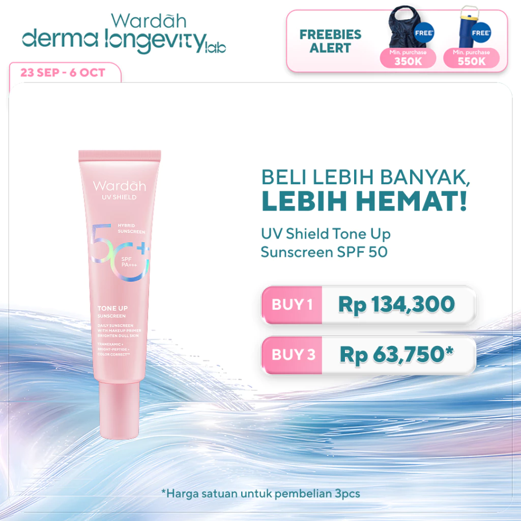 Wardah Sunscreen UV Shield Tinted Tone Up SPF 50 PA 30 ml - Makeup Primer, Base Make Up, Mencerahkan Wajah, Samarkan Noda Hitam, Tidak Lengket, Cepat Meresap - Sunscreen No. 1 Sunscreen of the Year - Skincare