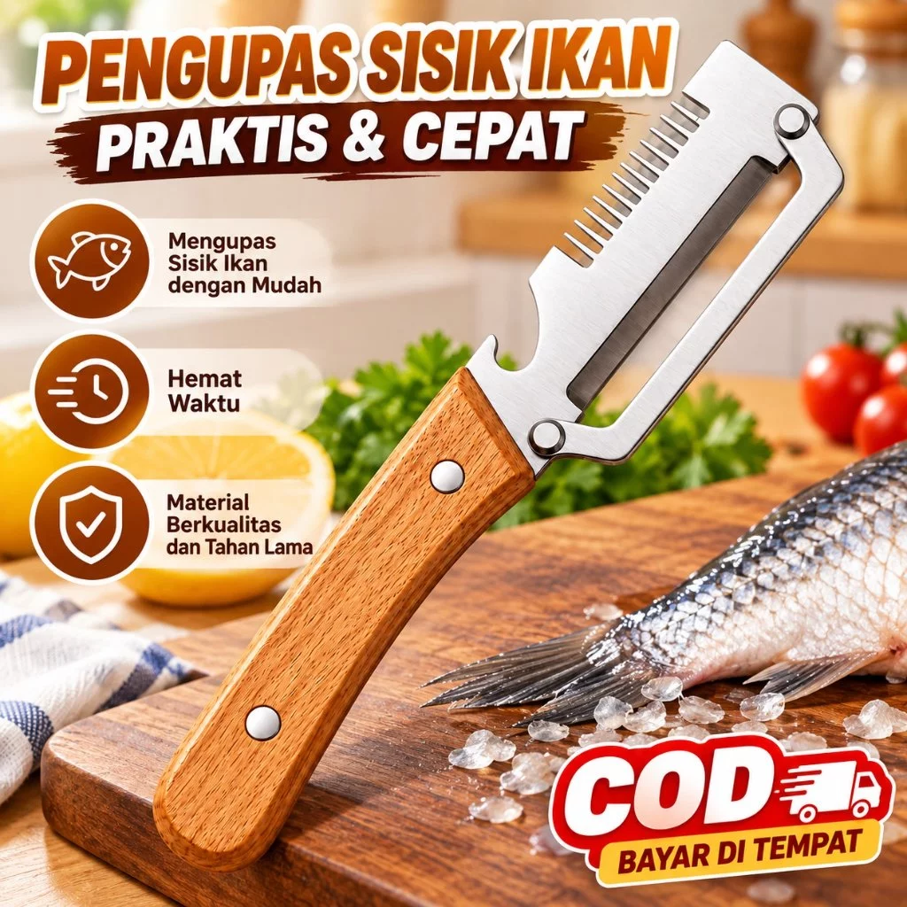 Pisau Dapur Pengupas 3in1 Stainless Steel Tajam Anti Karat Serbaguna untuk Buah Sayur Daging & Daun Bawang Prei