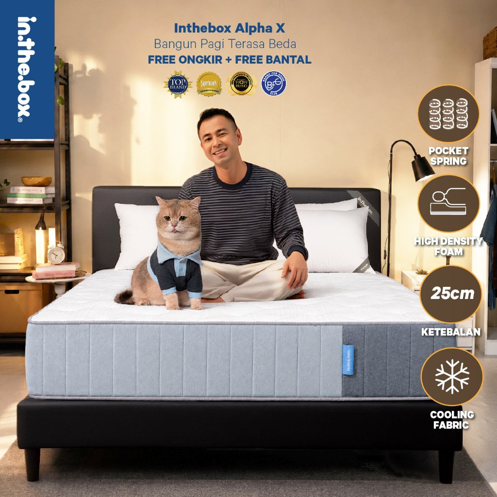 INTHEBOX ALPHA X - Kasur Springbed Pocket Spring Quilting Supersoft Tinggi 25 cm - FREE Bantal - Ukuran kasur 90x200, 100x200, 120x200, 140x200, 160x200, 180x200, 200x200