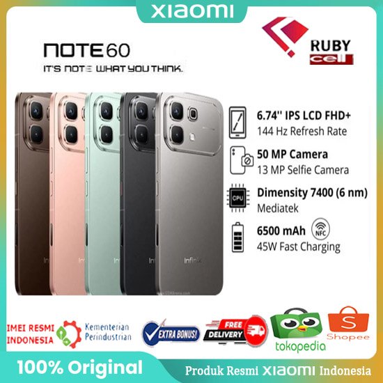 Jual INFINIX NOTE 60 PRO 5G 8/256GB & 12/256GB PRODUK ORIGINAL XIAOMI ...