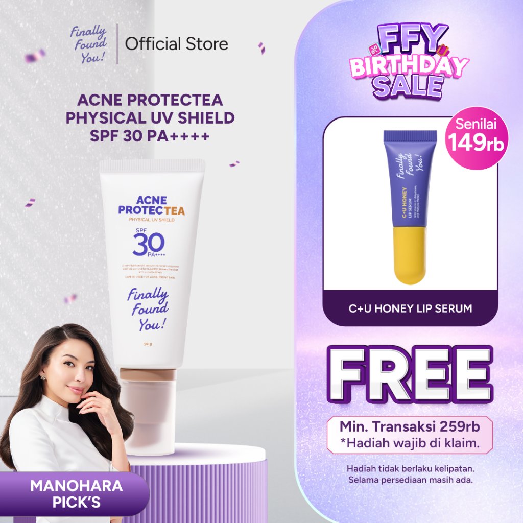 Finally Found You! Acne ProtecTea Physical Sunscreen SPF 30 PA++++ 50g | Sunscreen Wajah untuk Kulit Berjerawat & Sensitif