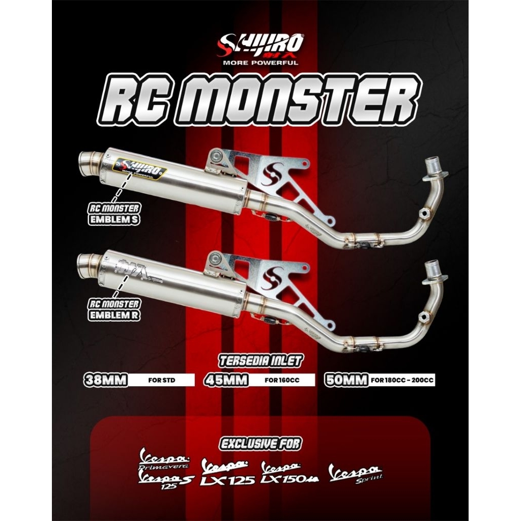 Jual KNALPOT SHIJIRO RACING TYPE RC MONSTER FOR VESPA MATIC SPRINT ...