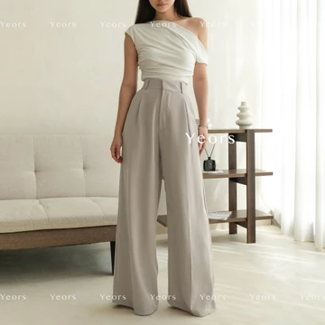 YEORS Hana Pants Celana Wide Kulot Polyester Anti Kusut Trousers Kantor Formal Casual Woman