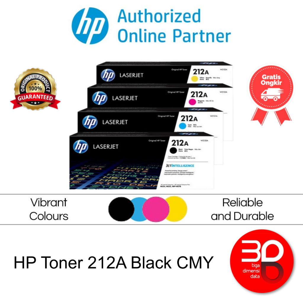 HP Toner 212A Black Cyan Magenta Yellow LaserJet Cartridge Original [W2120A W2121A W2122A W2123A]