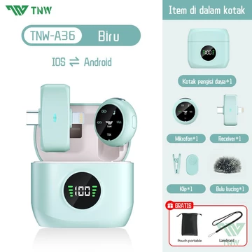 TNW A37 Wireless Microphone 2 In 1 Clip On Mic Magnetic Mikrofon HP Plug Play Dual Lavalier