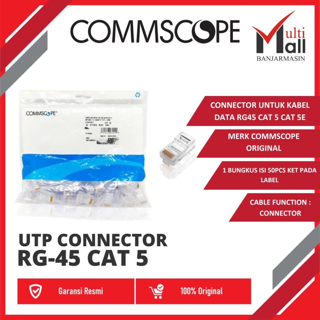 Jual Belden UTP Connector RG45 CAT 5 RJ-45 Cat5 ORIGINAL | Shopee Indonesia