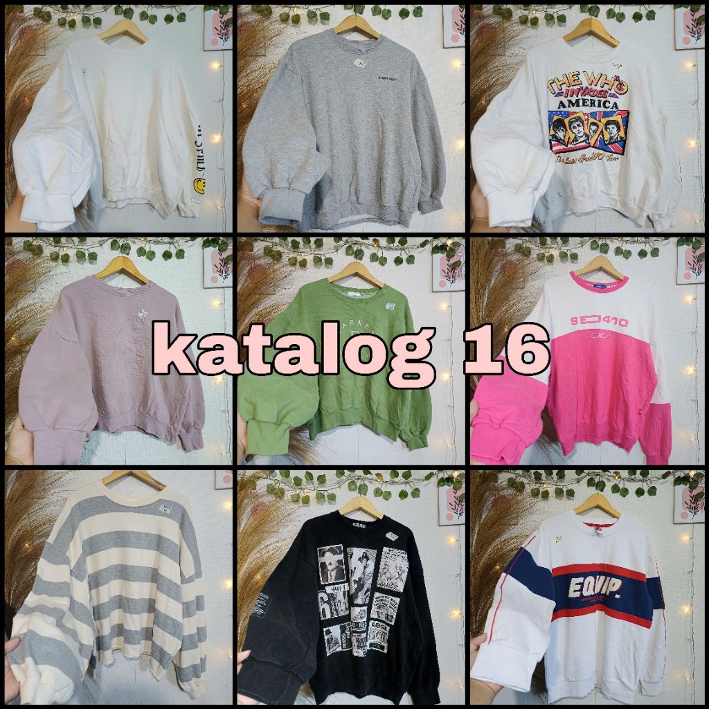 Jual katalog 16 Crewneck gemoy oversize lengan balon serba 55k +adm ...