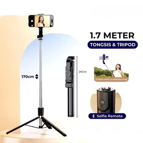 Tongsis Bluetooth 3In1 R1 L 170cm Selfie Stick Portable Flexible 360º Tripod HP 1.7 Meter