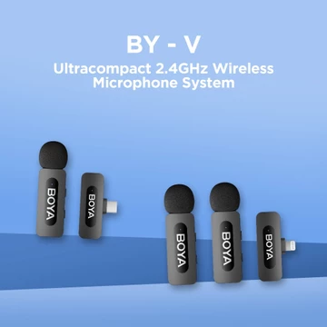 【For Lightning】BOYA BY V2 Sistem Mikrofon Clip On Nirkabel Ultracompact 2.4GHz Wireless