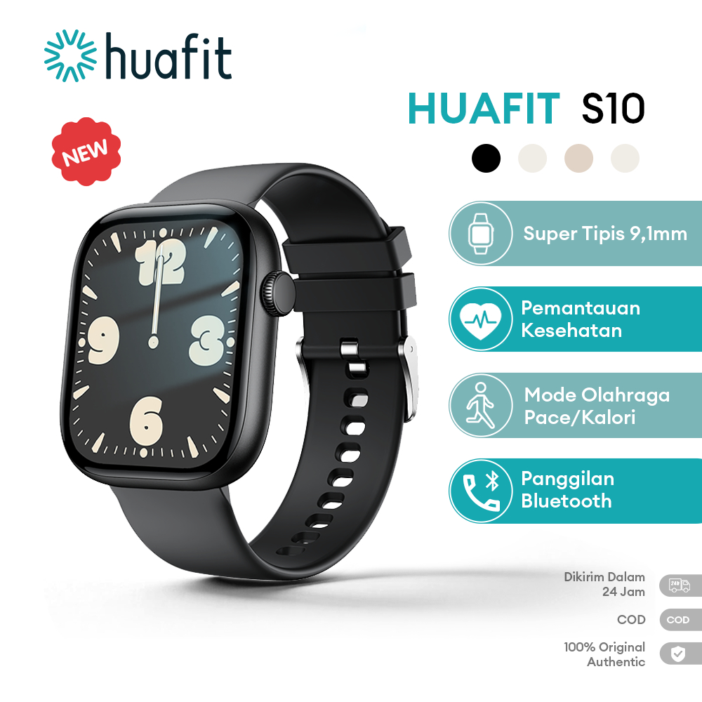 【New】Huafit S10 Smartwatch Layar 38mm Cocok Tangan Kecil Ultra-thin  Olahraga Pace Strava Support Panggilan Bluetooth Kalkulator Waterproff IP68 