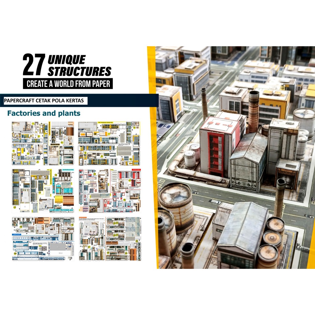 Jual DIY Papercraft Diorama City Builder and Factory Cetak Pola Kertas ...