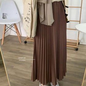Rok Plisket Mayung Skrit Pleated Premium Hyget Super Rok Panjang Rok Wanita Panjang 93cm