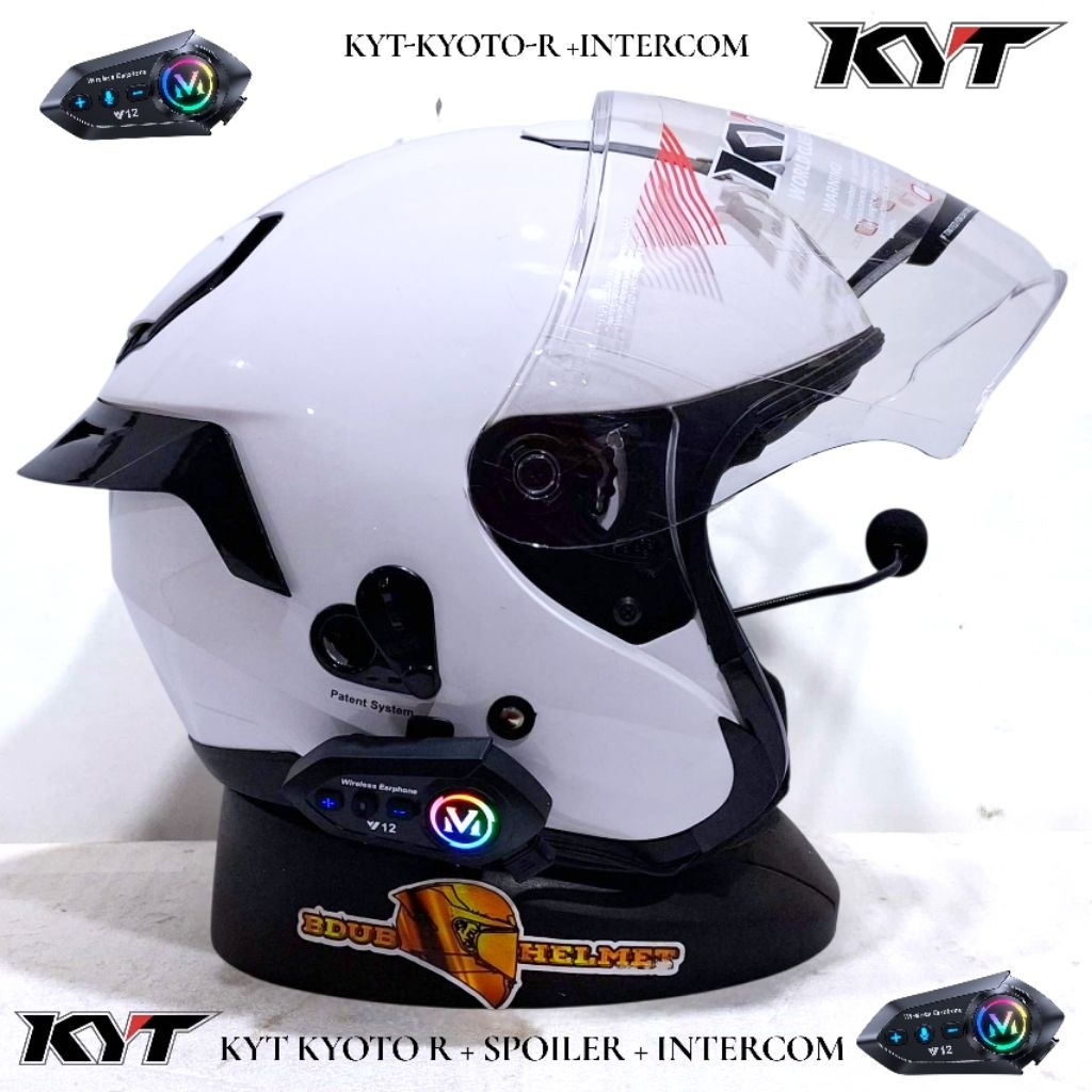 Jual Helm KYT Kyoto R White free Intercom original KYT | Shopee Indonesia
