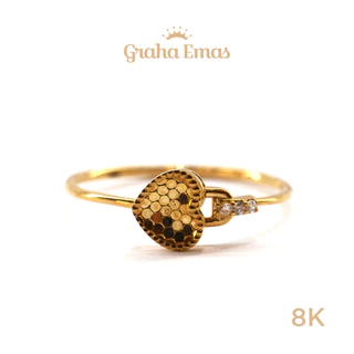 Graha Emas Cincin Emas Kuning Bentuk Heart 8K - Yellow Gold Heart Model Ring 8 Carat M1429