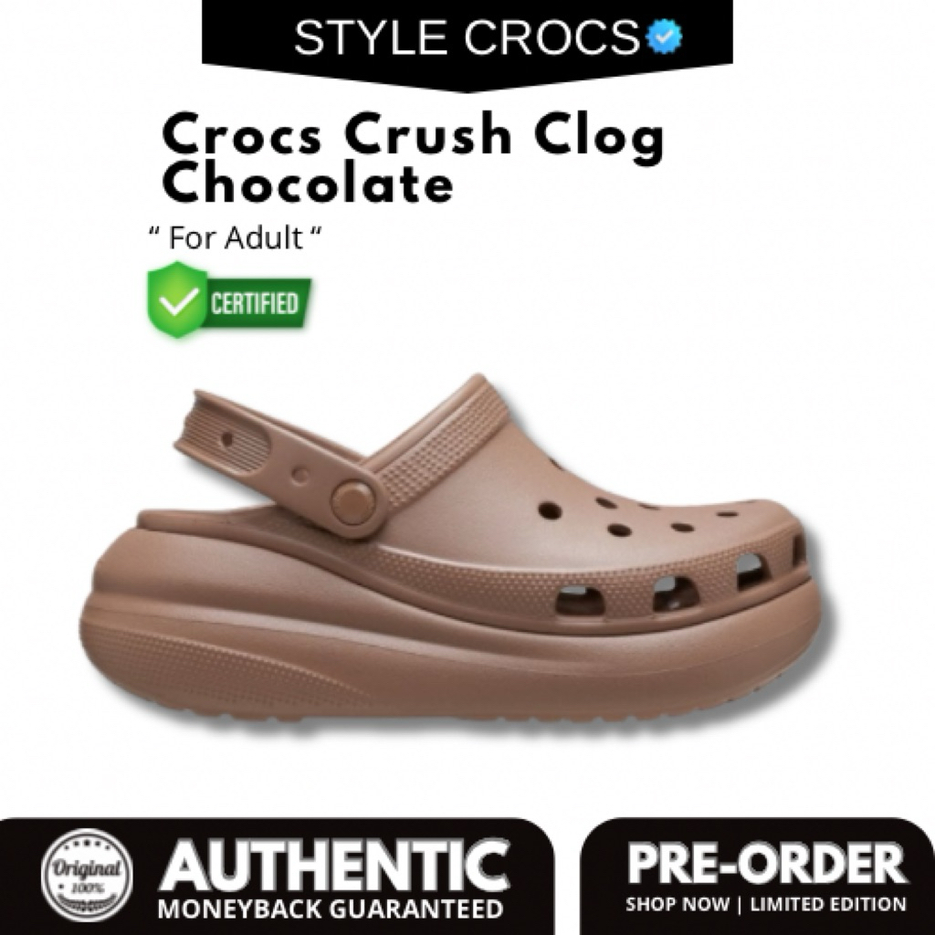 Jual CROCS CRUSH CHOCOLATE CLOG UNISEX 100% ORIGINAL | Shopee Indonesia