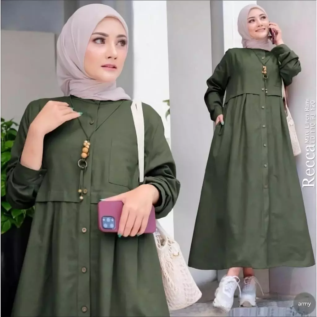 Detail desain Midi Dress Zasqia gamis linen