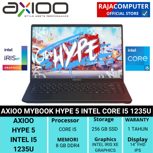 Jual AXIOO MYBOOK HYPE 5 GEN 12 INTEL CORE I5 1235U 8GB 256GB 14