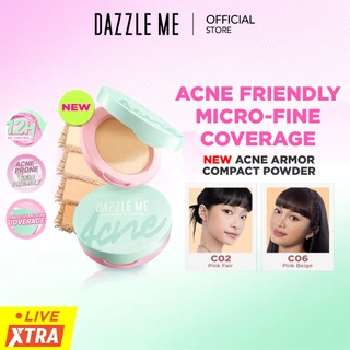 DAZZLE ME Acne Armor Flawless Flex Compact Powder - Two Way Cake Bedak Padat dan Oil Control Tahan Lama 12 Jam