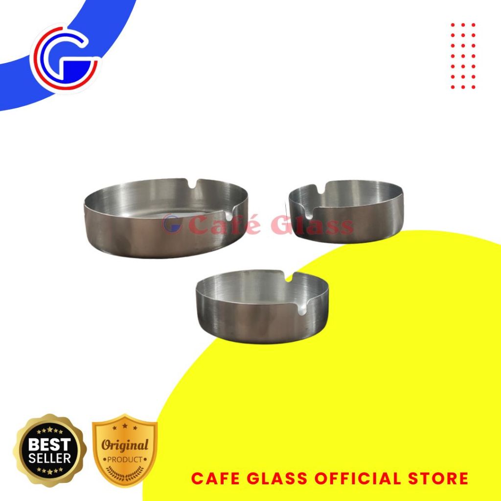 Asbak Rokok Stainless Anti Pecah Unik / Asbak Bulat Ashtray Kilap Unik Stainless
