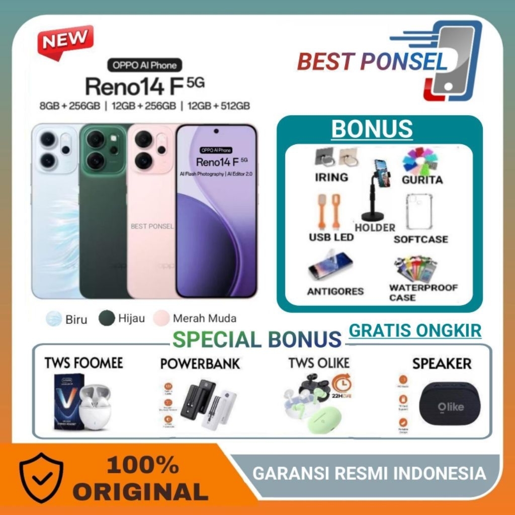 Jual OPPO RENO 14F 5G NFC 8GB+256GB | RENO 14 F 12GB+256GB | 12GB+512GB ...