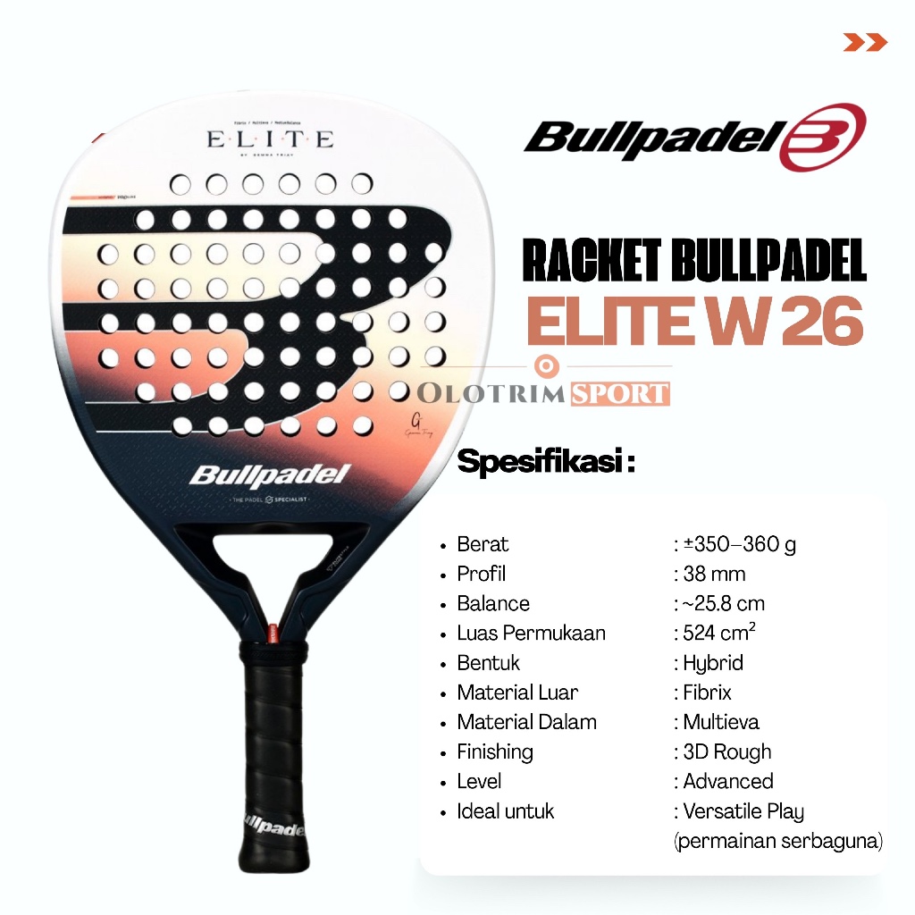 Jual BULLPADEL ELITE W 26 Racket Bull Padel Raket Original | Shopee ...