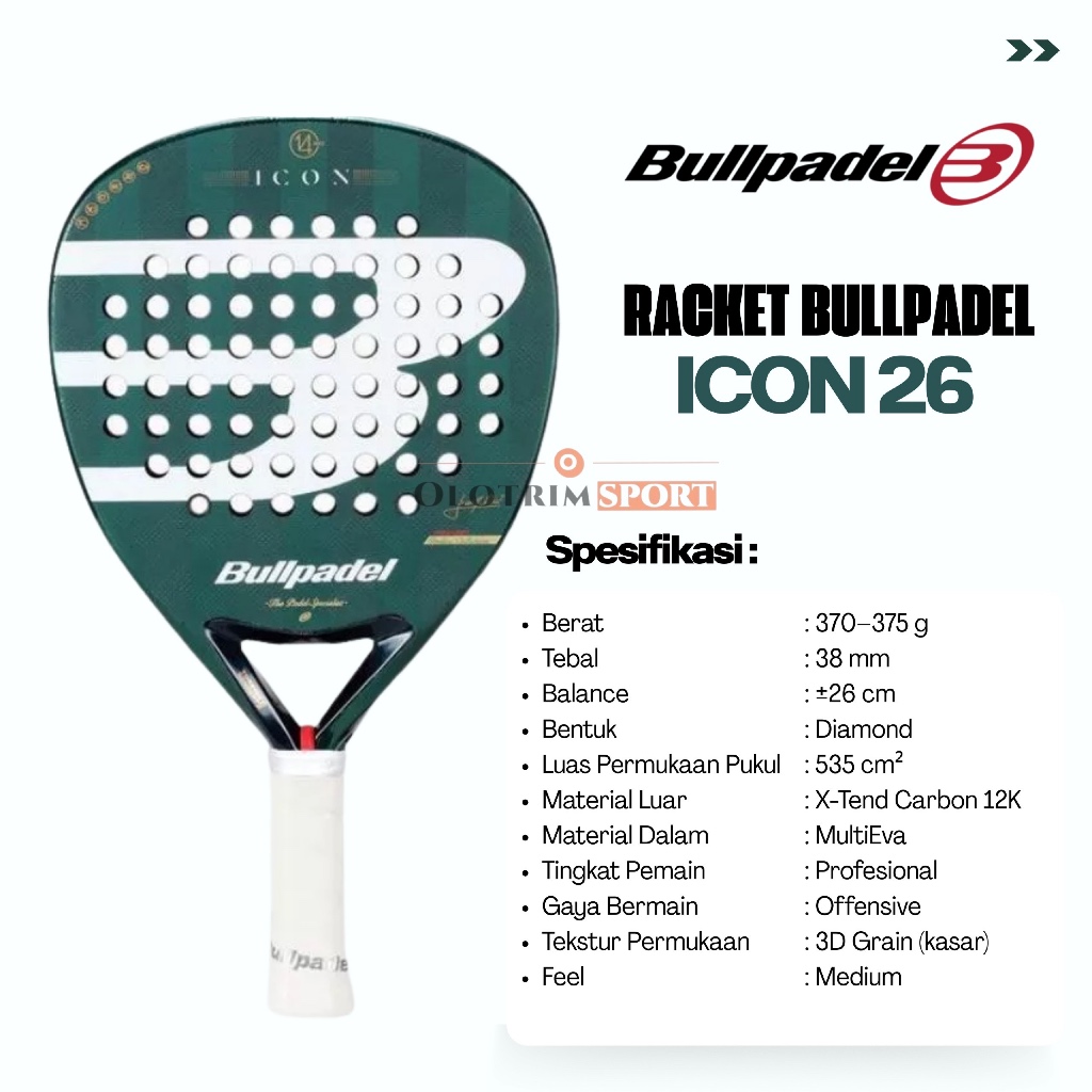 Jual BULLPADEL ICON 26 Racket Bull Padel Raket Original | Shopee Indonesia