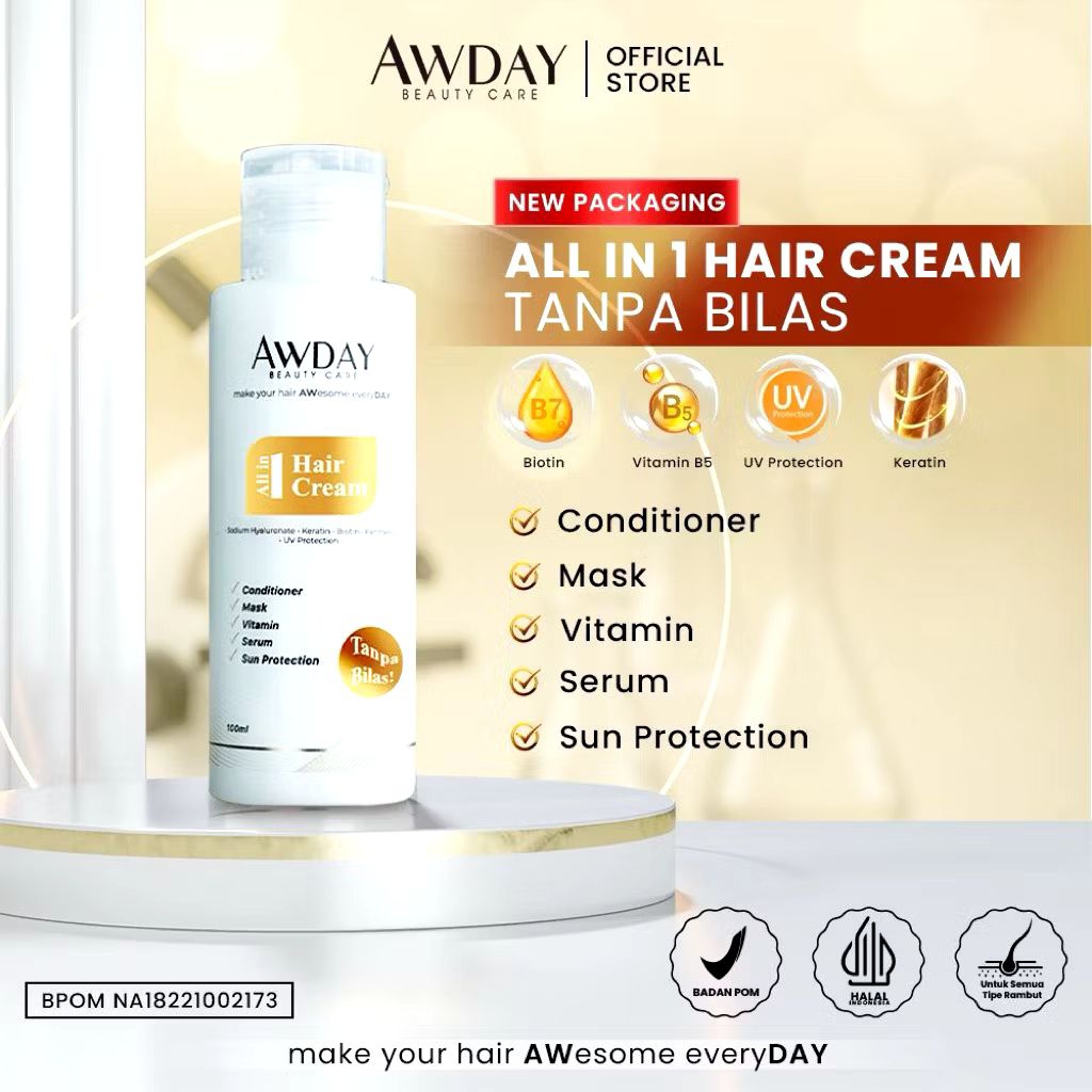 Jual Awday Haircream All in One Tanpa Bilas Conditioner 100 ml | Shopee ...