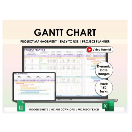 Jual Gantt Chart Google Sheets Excel Spreadsheet Project Planner ...